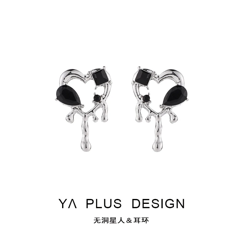 合金耳饰 【无耳洞耳夹】暗黑爱心小众设计感耳环高级感轻奢气质