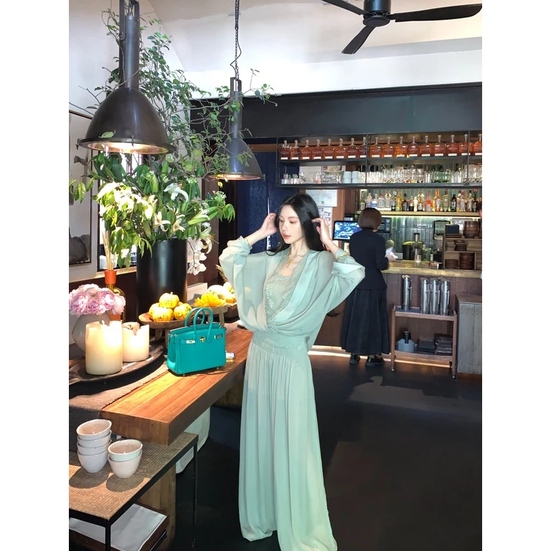 MOSS STUDIO【浪漫序曲】国风新中式禅意设计高腰直筒阔腿长裤女