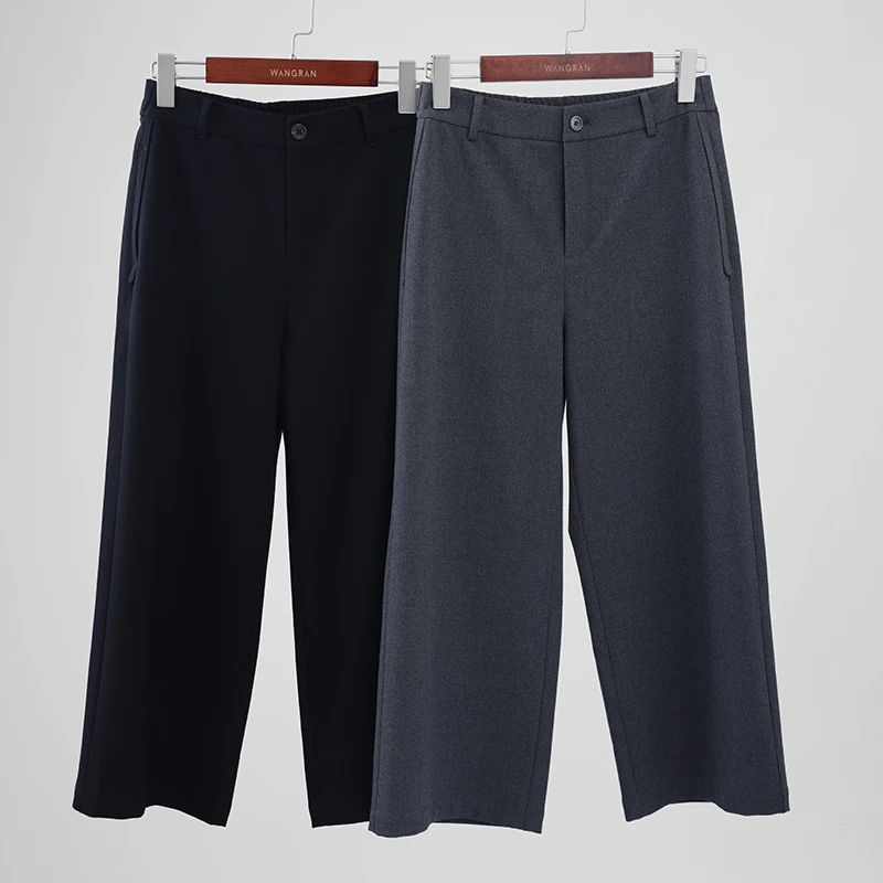 秋冬经典 显瘦半松紧腰 九分直筒裤