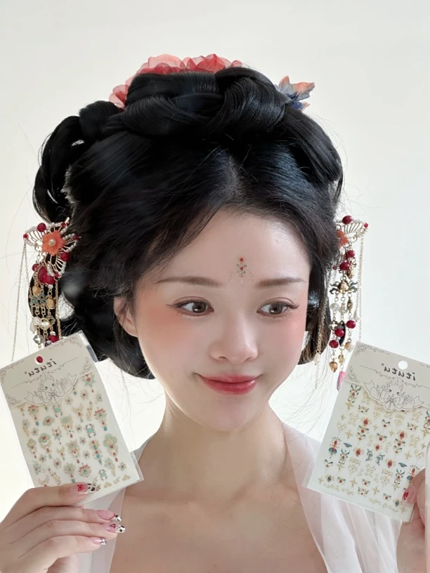 敦煌风成人眉心贴纸防水美人汉服古代古风花钿无毒额头贴