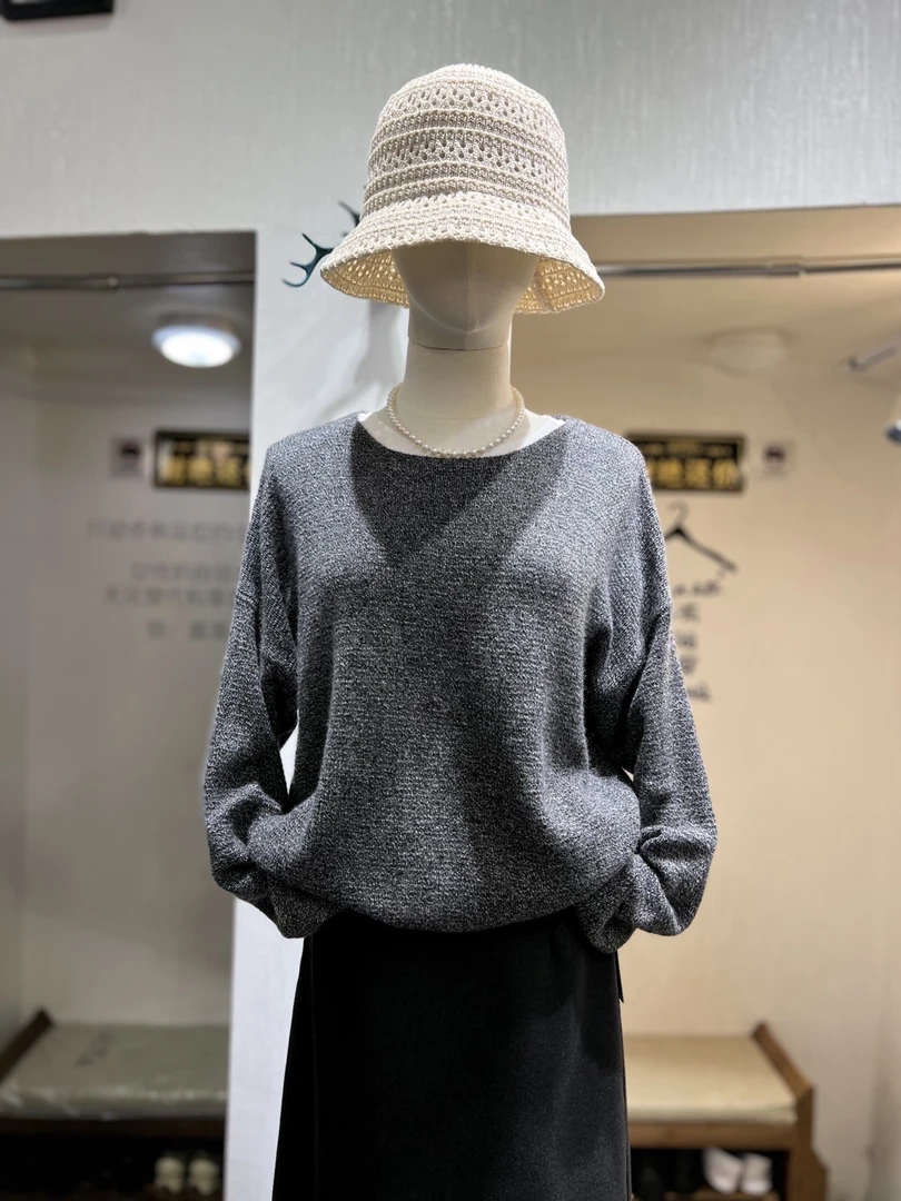 特种纱山羊绒毛衣女秋冬慵懒风宽松套头软糯外穿毛衣