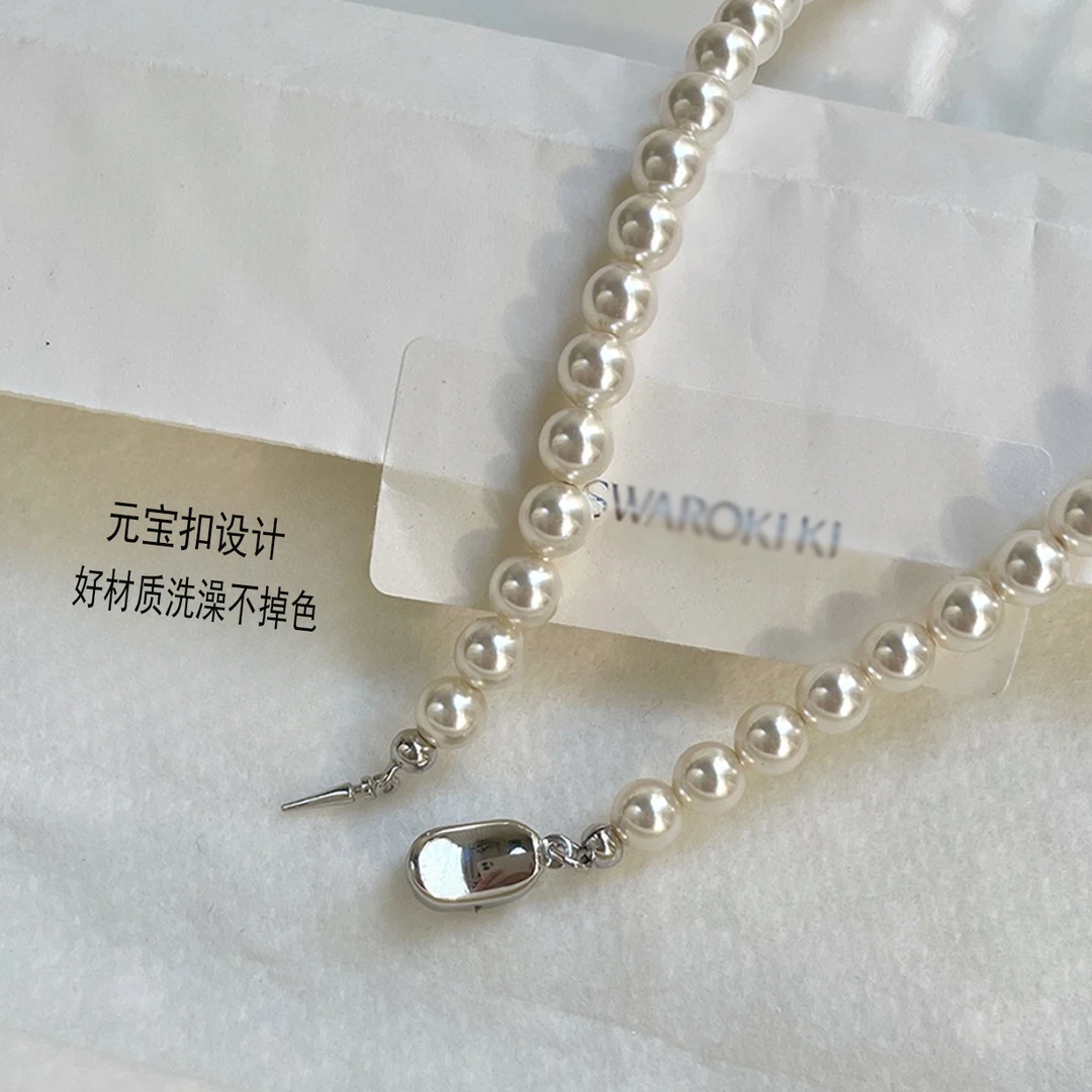 【洗澡不掉色】施家珍珠元宝扣锁骨链