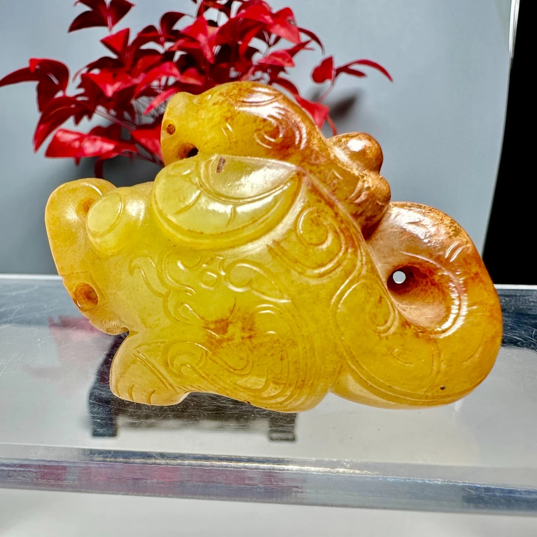 精品旧藏简约款和田玉未镶嵌瑞兽手把件配饰摆件男女同款百搭复古