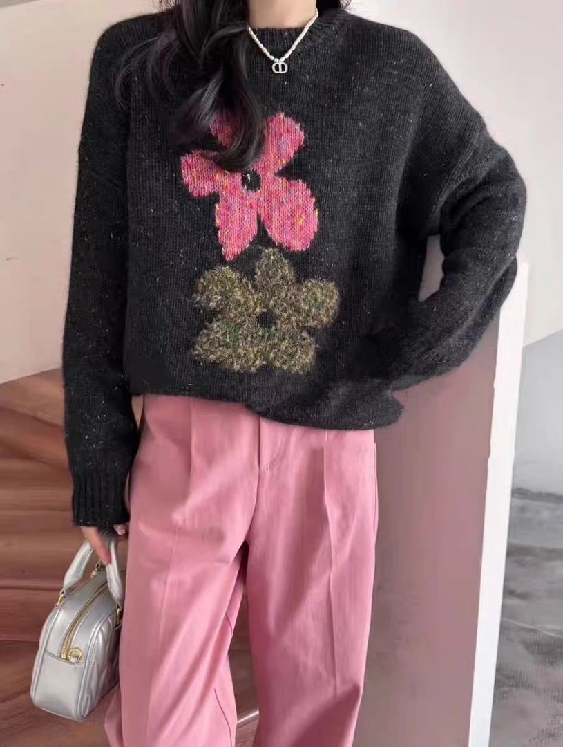 【FF23101921】2023新款时尚特种纱嵌花加厚上衣