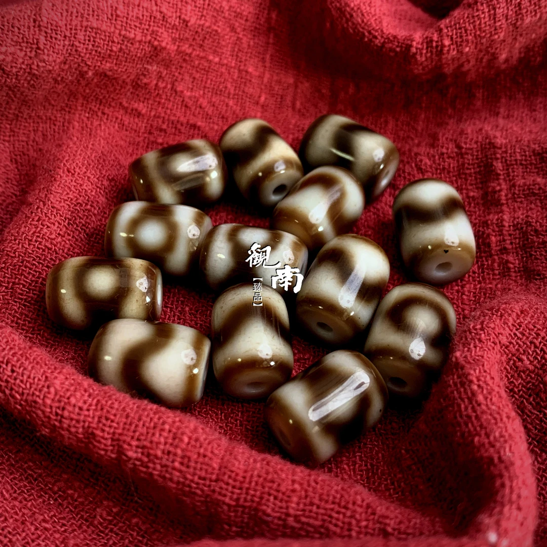 观南坛城三眼牙牙小桶珠DIY玛瑙玉髓配饰项链手串