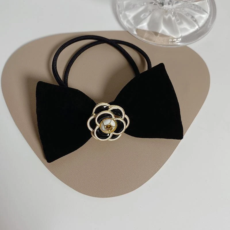 头绳女优雅气质扎马尾发圈秋冬高级感皮筋发绳法式复古丝绒蝴蝶结