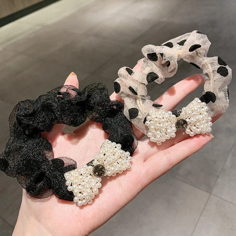 非金属仿珍珠胸针 珍珠蝴蝶结大肠发圈头绳网红肥肠皮筋发绳发饰