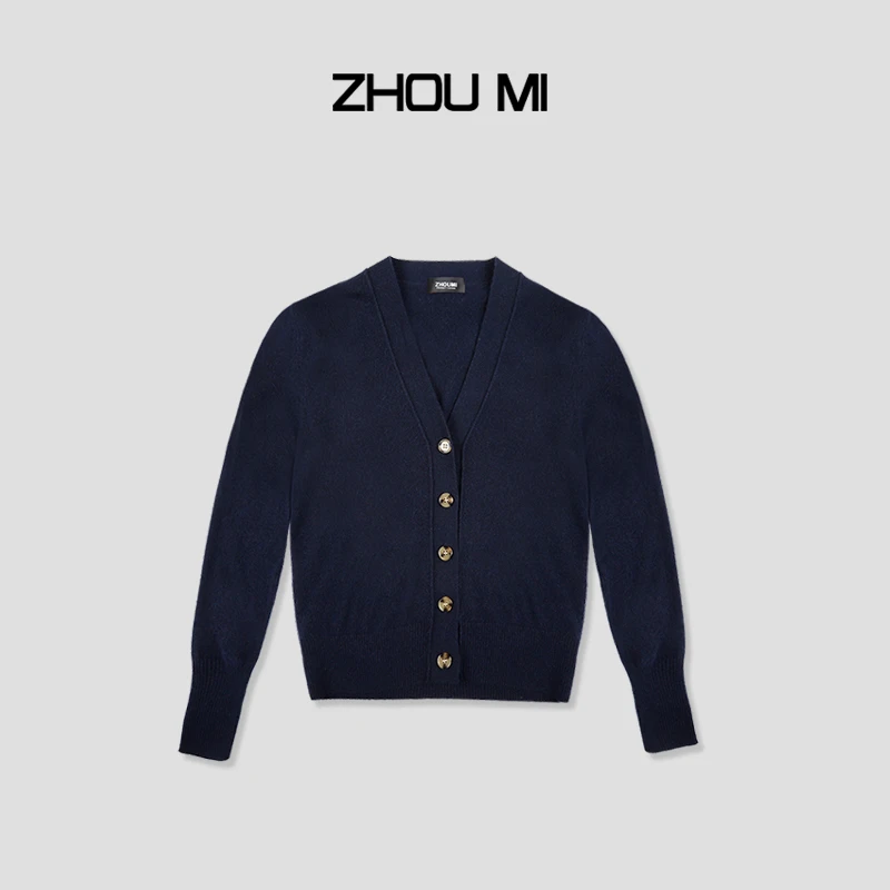ZHOU MI “软黄金”山羊绒v领开衫 ZM80178