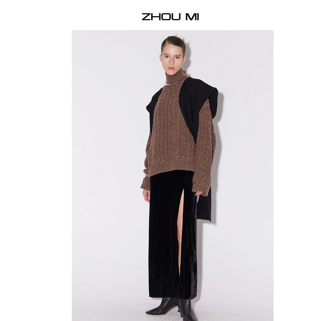 ZHOUMI时尚羊绒秋冬休闲百搭纯色近点麻花毛衣毛织针衫 ZM8993