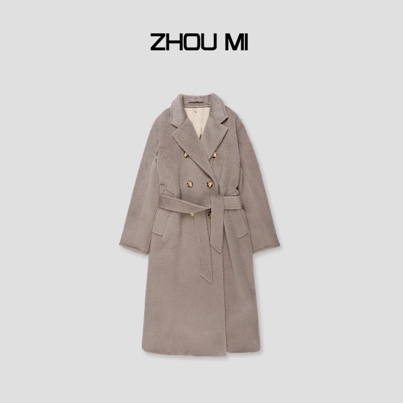 ZHOU MI “优雅松弛”骆驼绒羊毛混纺量感翻领大衣 ZY2870