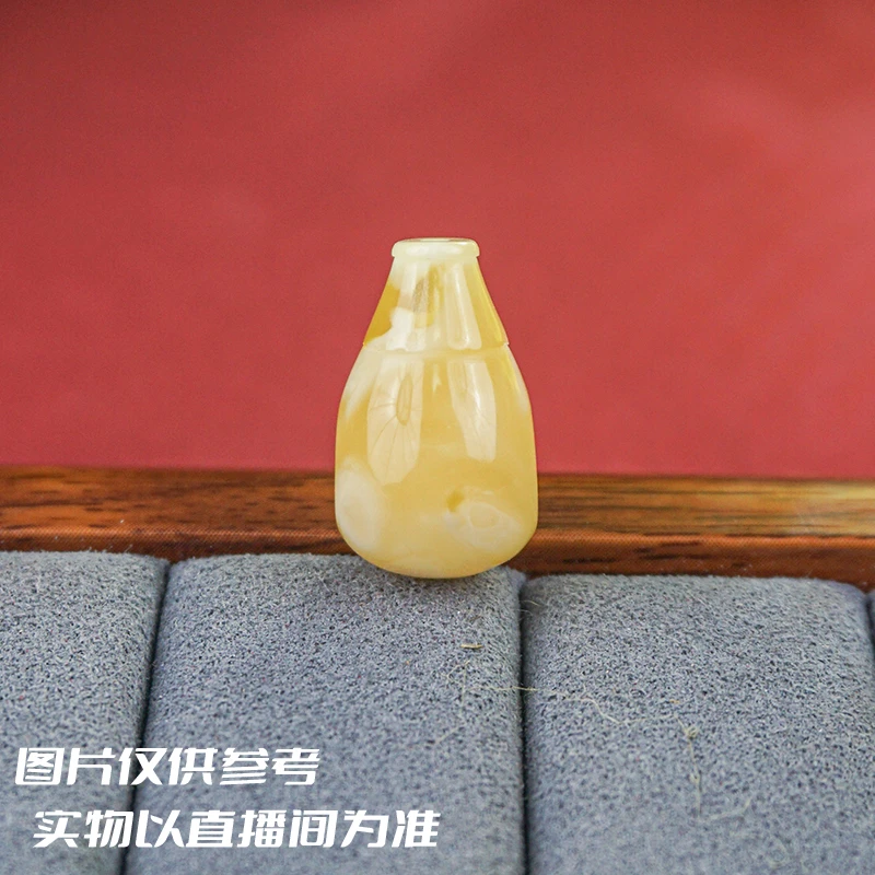 9mm俄料精品蜜蜡西施壶三通对孔配饰多样性发其中一颗推荐天然