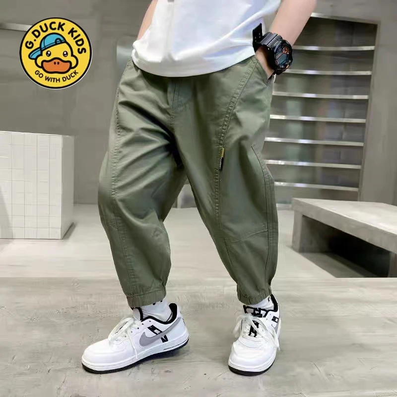 小黄鸭儿童新款秋季纯棉休闲裤工装运动长裤子AA010