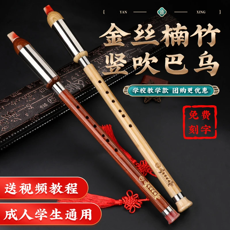 巴乌乐器小学生竖吹楠竹B调C调F调降B调红木儿童成人初学演奏民乐