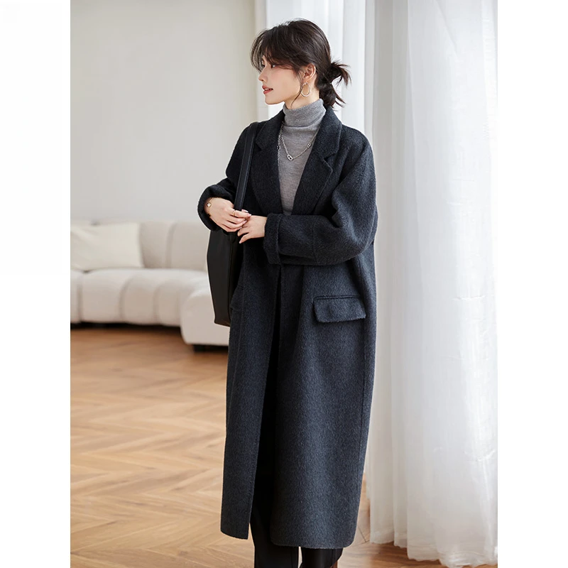 高端小众纯色毛双面呢外套25秋冬新款时尚气质毛呢外套小众设计感