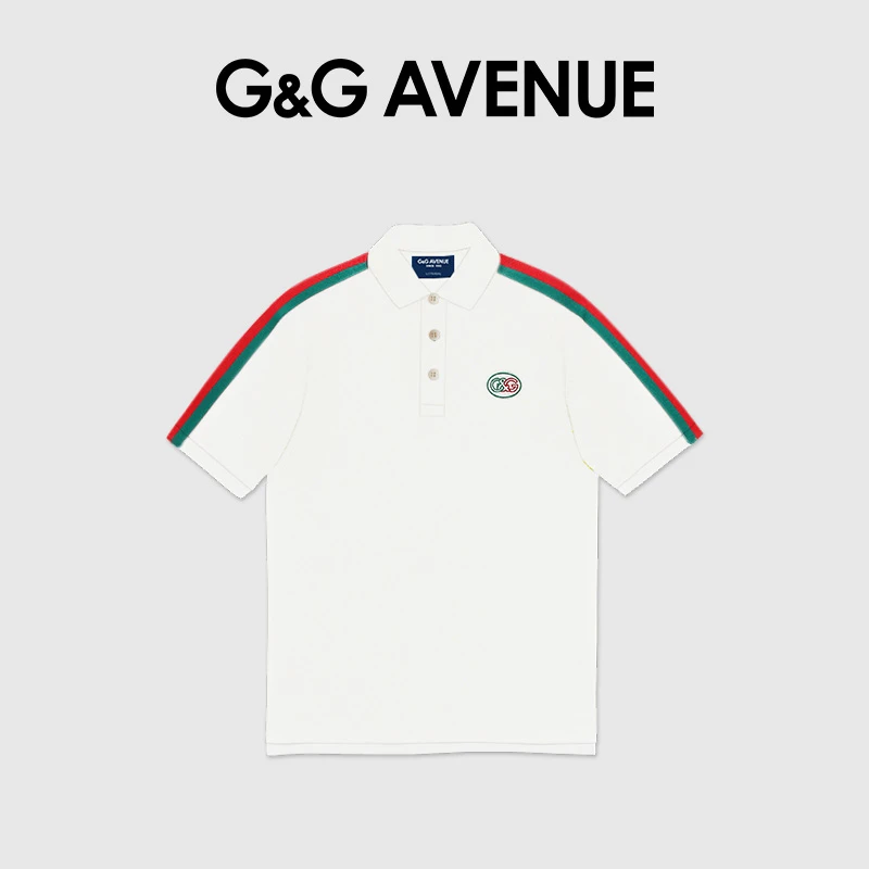 G&GAVENUE高档轻奢男士翻领Polo衫夏季时尚休闲短袖拼接织带T恤衫