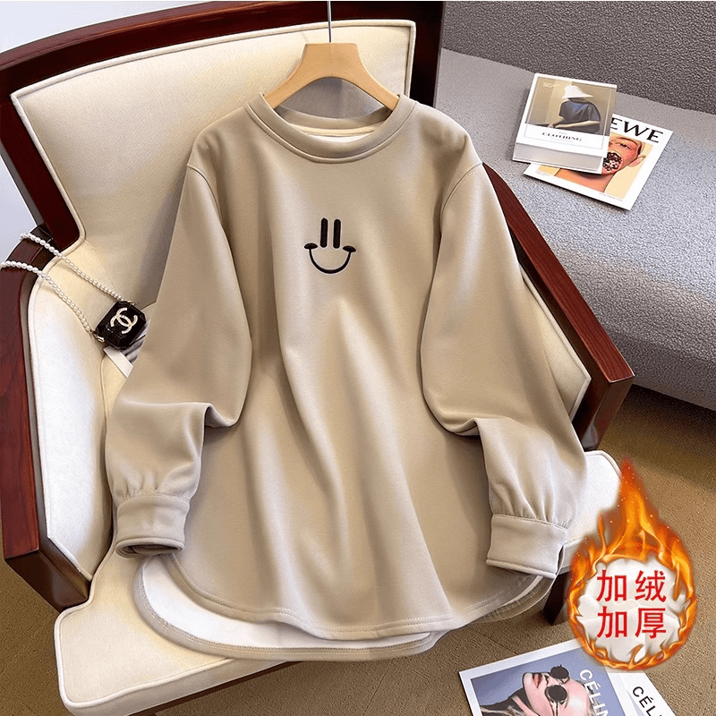 中长款遮屁股卫衣女2024新款爆款秋冬加绒加厚配鲨鱼裤打底衫上衣