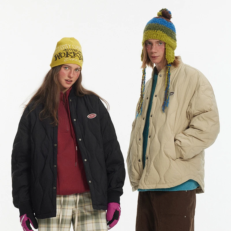 江南先生菱格保暖白鸭绒羽绒服秋冬男女情侣宽松棉衣外套JN44Z022