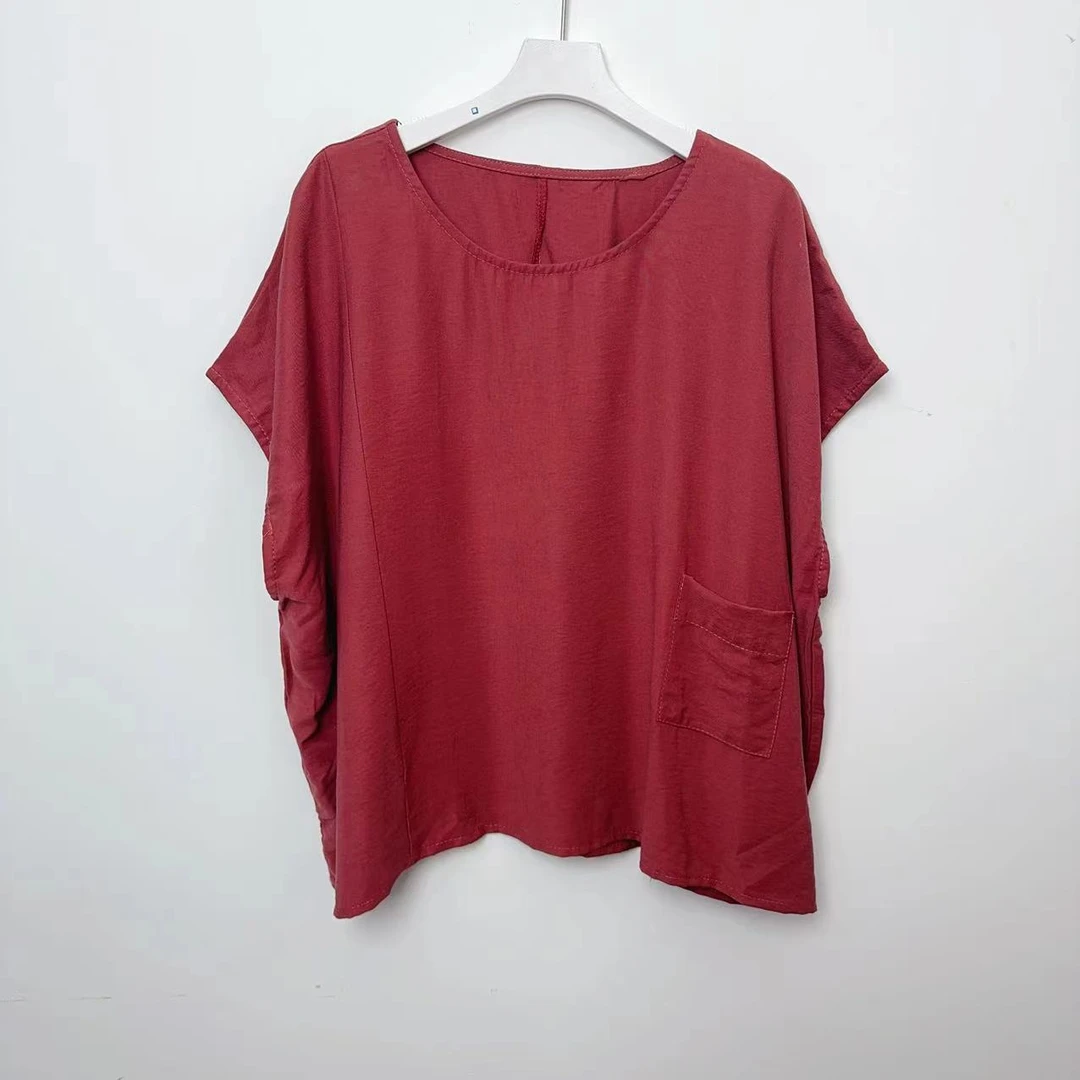 【流浪记LL】L103砖红色中国风夏季宽松上衣