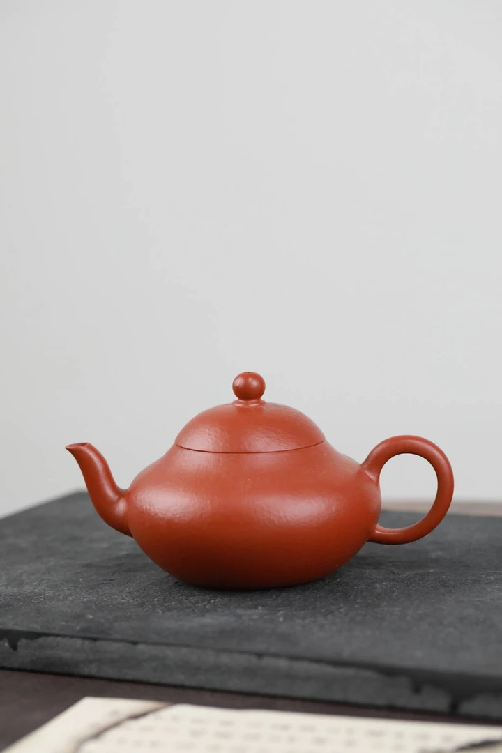 朱泥全手工小容量梨形壶容量148cc泡茶壶手制红泥家用纯手工茶具