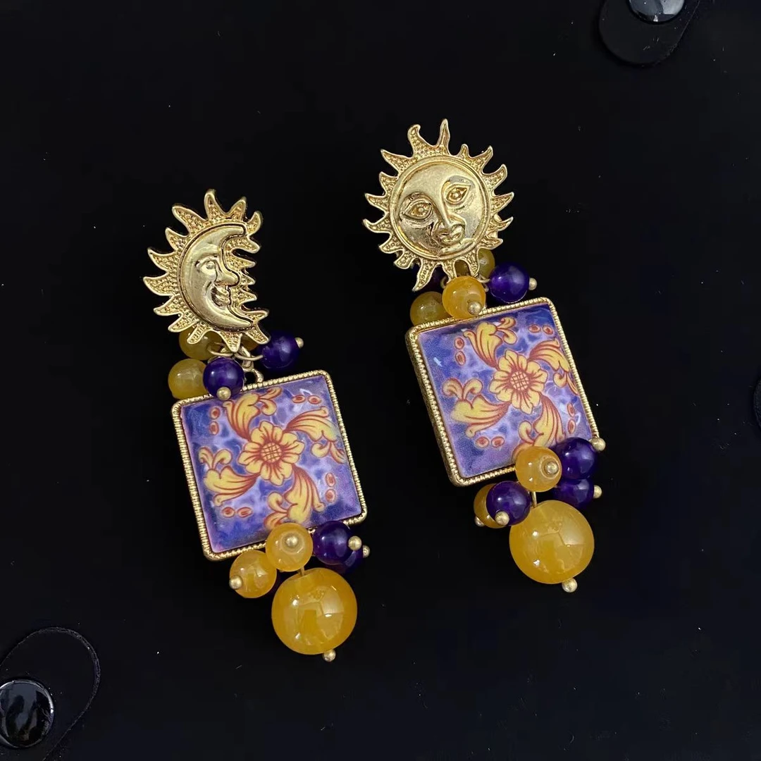 简约优雅中古气质时尚百搭经典耳饰阿波罗太阳24203