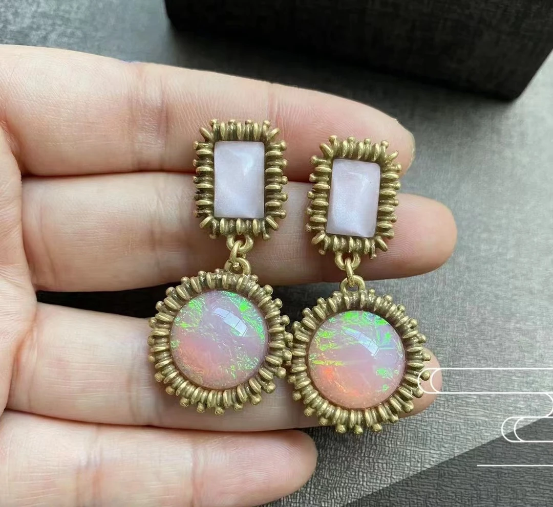 简约优雅中古气质时尚百搭经典粉耳饰翠法丽