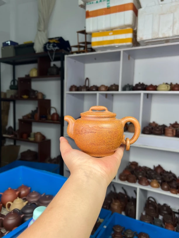 宜兴紫砂壶黄金段柴烧玉环壶