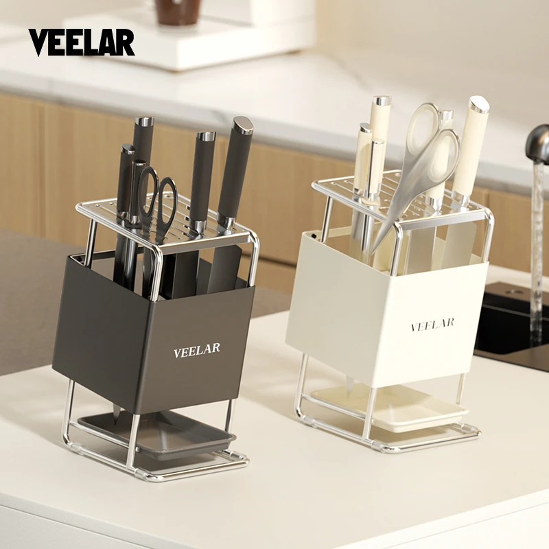 VEELAR刀架厨房置物架家用台面款放菜刀具一体刀座收纳架