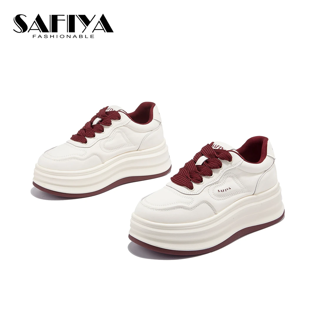 索菲娅Safiya2024秋季新款系带增高加绒保暖休闲板鞋女SF43112C08