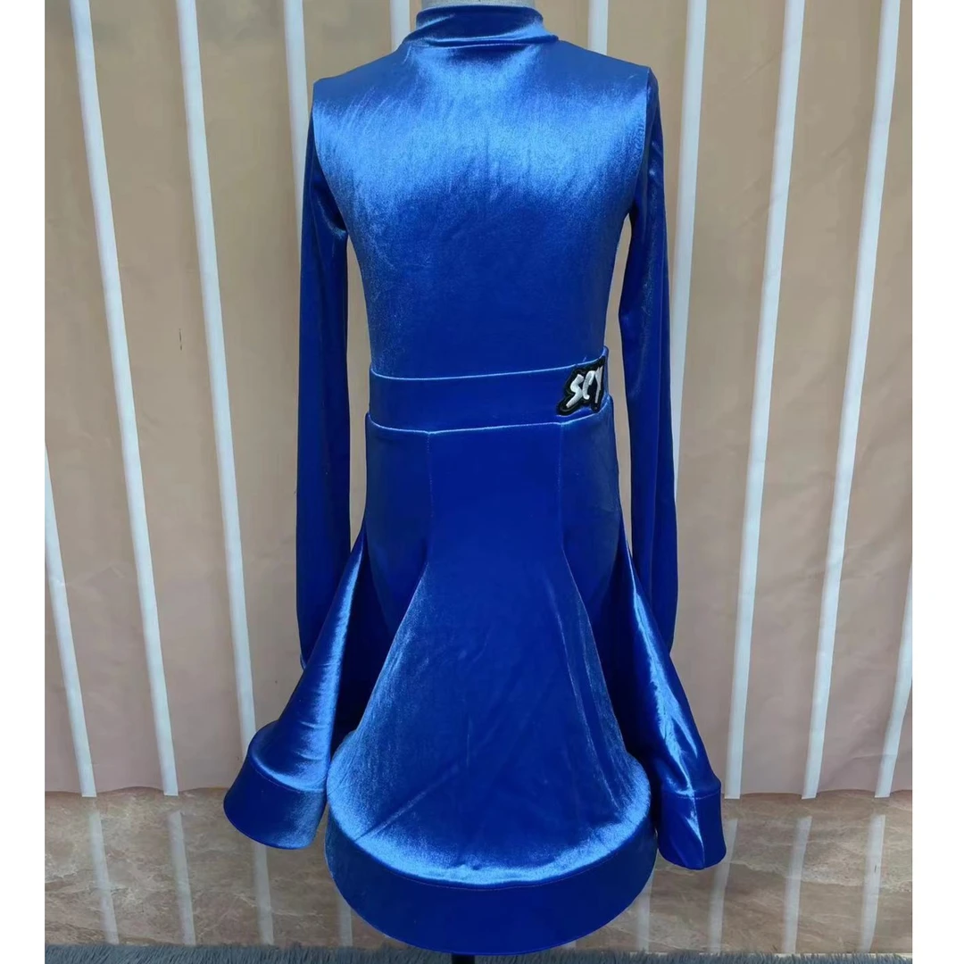 尚裁艺拉丁舞服女童2023年新款立领专业丝绒比赛规定服230317