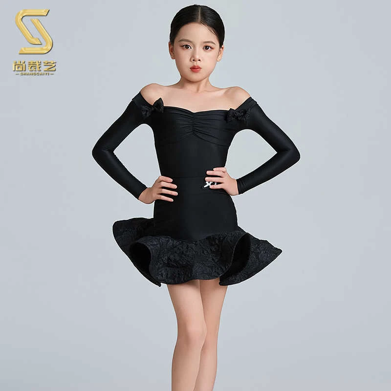 尚裁艺2024新款秋冬季高级感网红套装儿童表演拉丁舞服练功4902