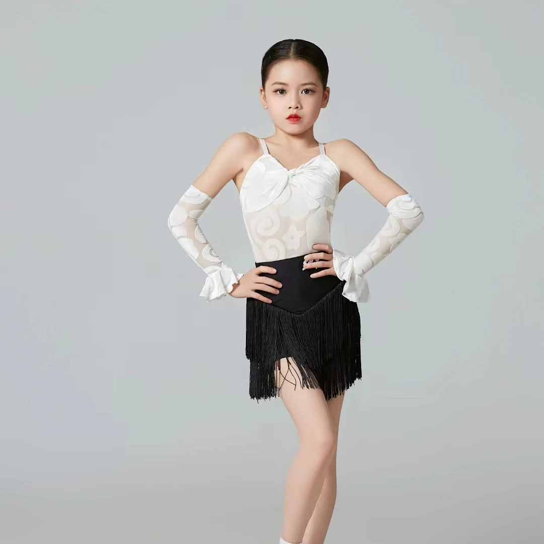 尚裁艺少儿拉丁舞服女童2024夏季新款吊带露背训练功服4334