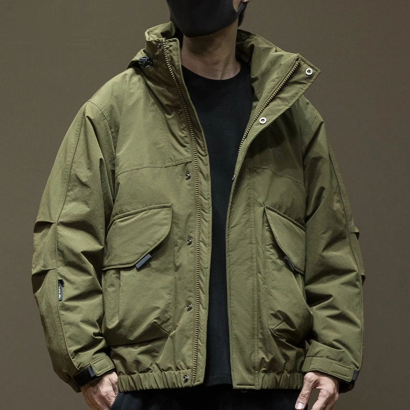 户外连帽保暖休闲棉衣外套男款2024冬季新款宽松大码加厚工装棉服