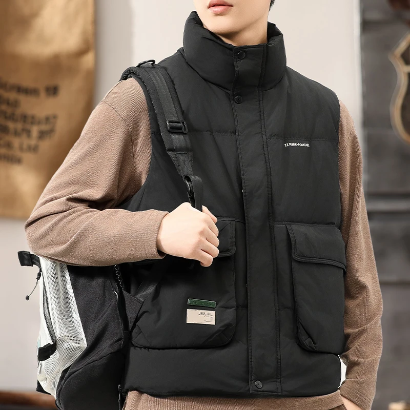 冬季无袖羽绒服马甲男简约百搭立领潮牌休闲外套男士上衣坎肩外套