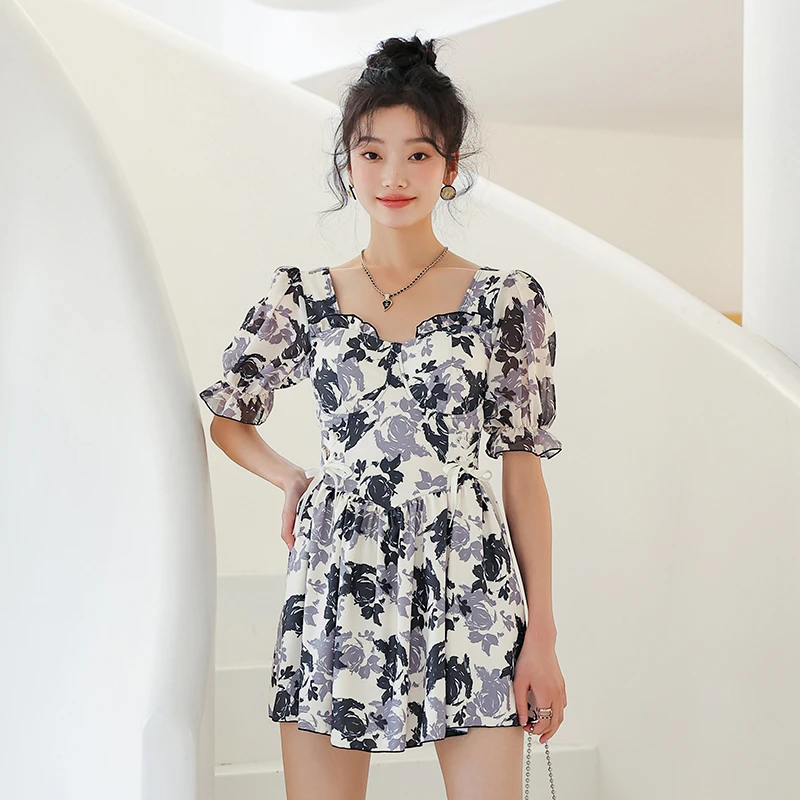 【翔微儿安妮的花墙】网红风2023新款保守遮肚肉显瘦夏连体泳衣女