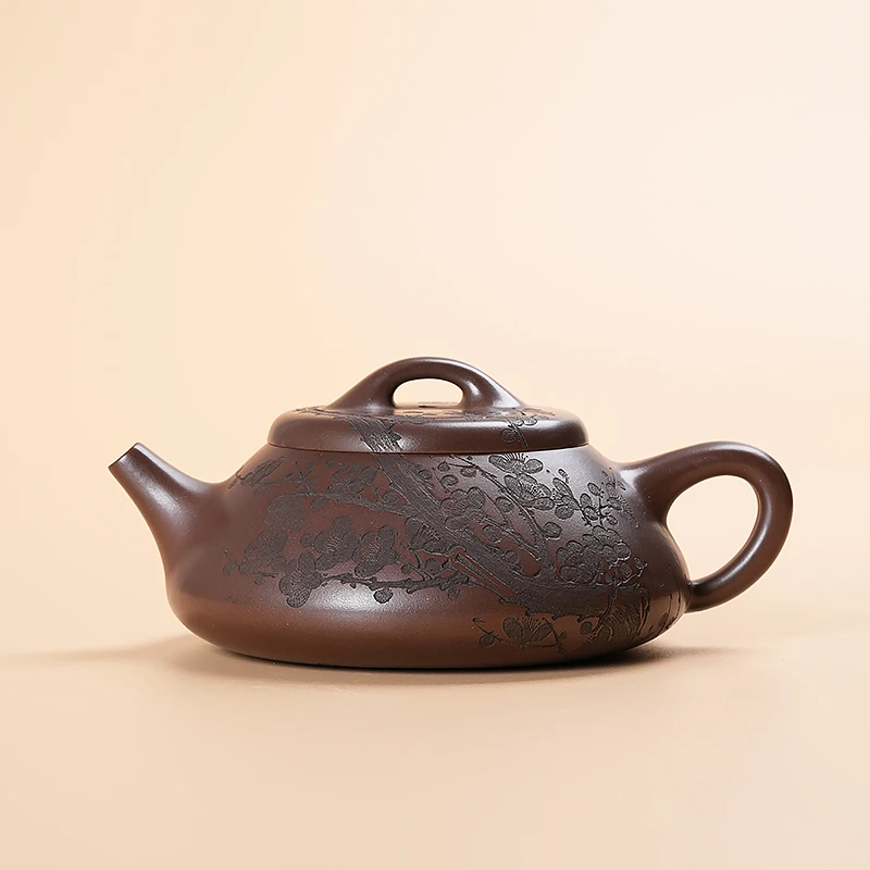 【闪购商品】纳瓢通刻墨梅底槽清家用紫砂茶壶Z725