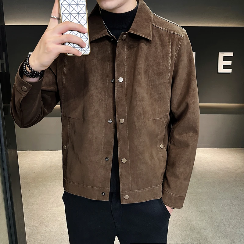 秋冬季男士外套韩版修身茄克衫男上衣潮流帅气休闲翻领夹克男短款