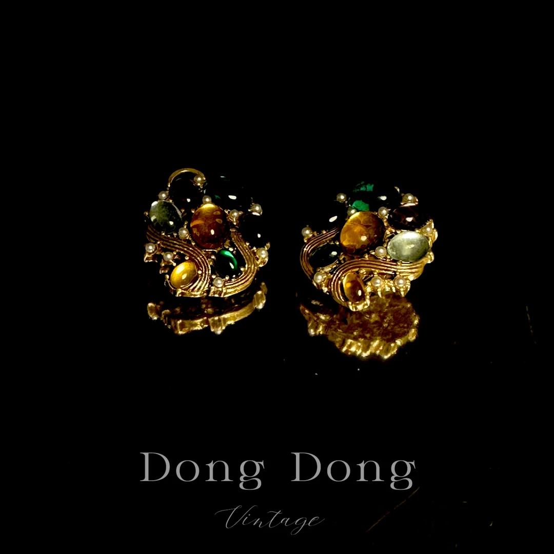 铜合金耳饰 铜合金中古重工耳饰【2396】中古收藏