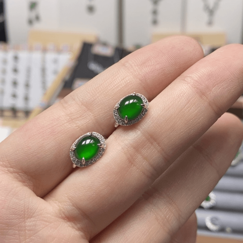 【闪购商品】翡翠颈饰银S925镶嵌耳包