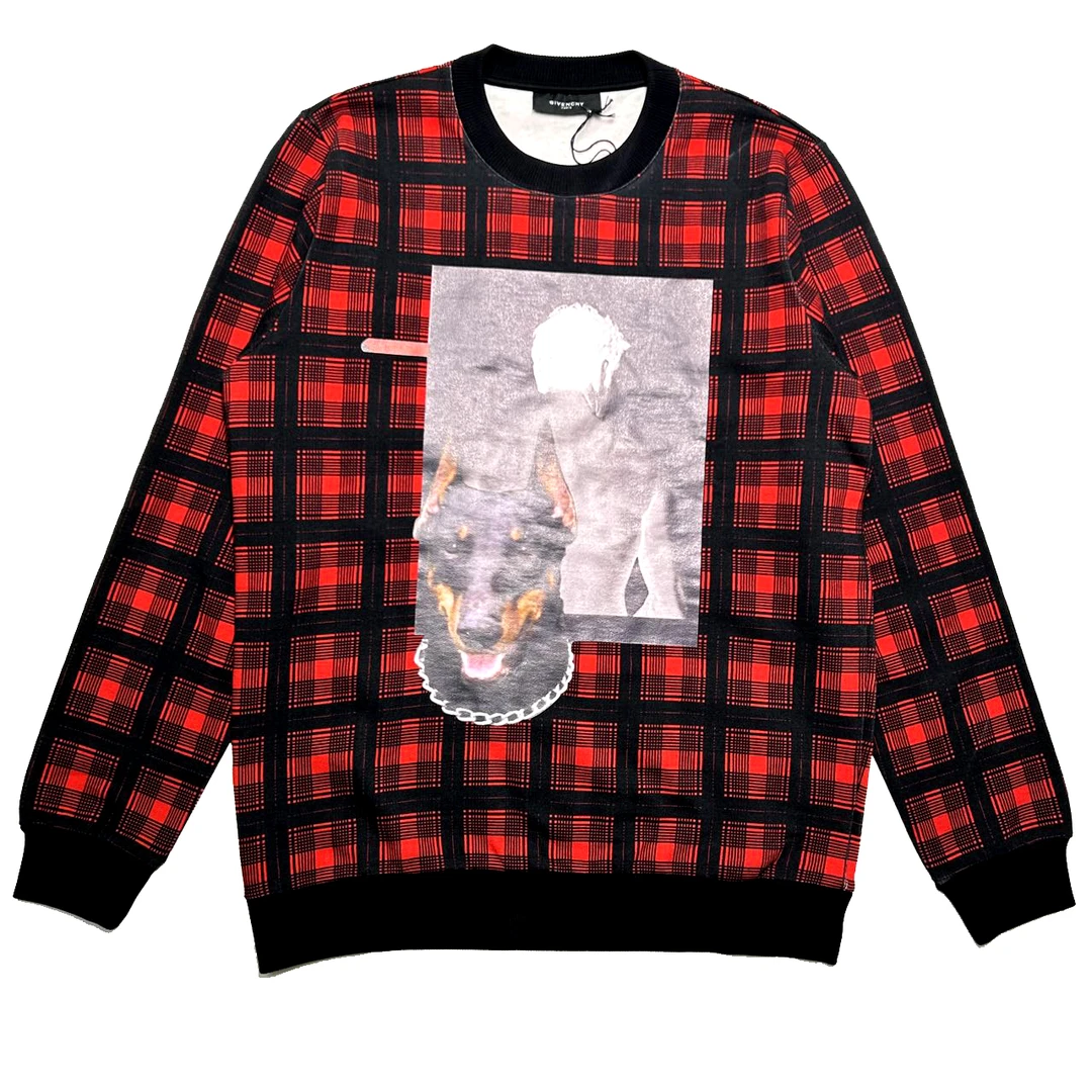 99新 Givenchy/纪梵希 格子狗头卫衣时尚宽松格纹秋冬休闲百搭