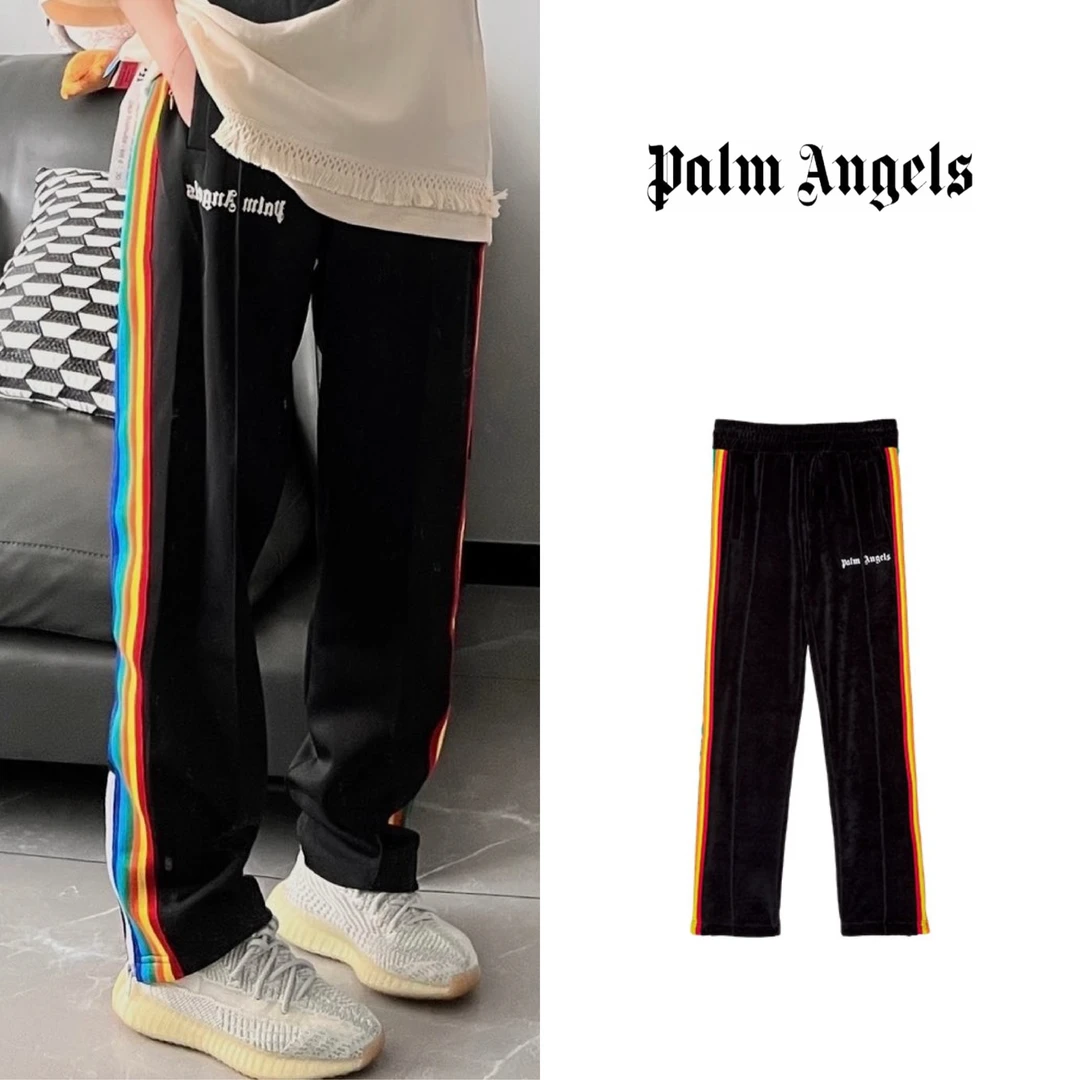 99新  Palm angles 彩虹条纹侧饰运动休闲百搭时尚长裤黑色男款