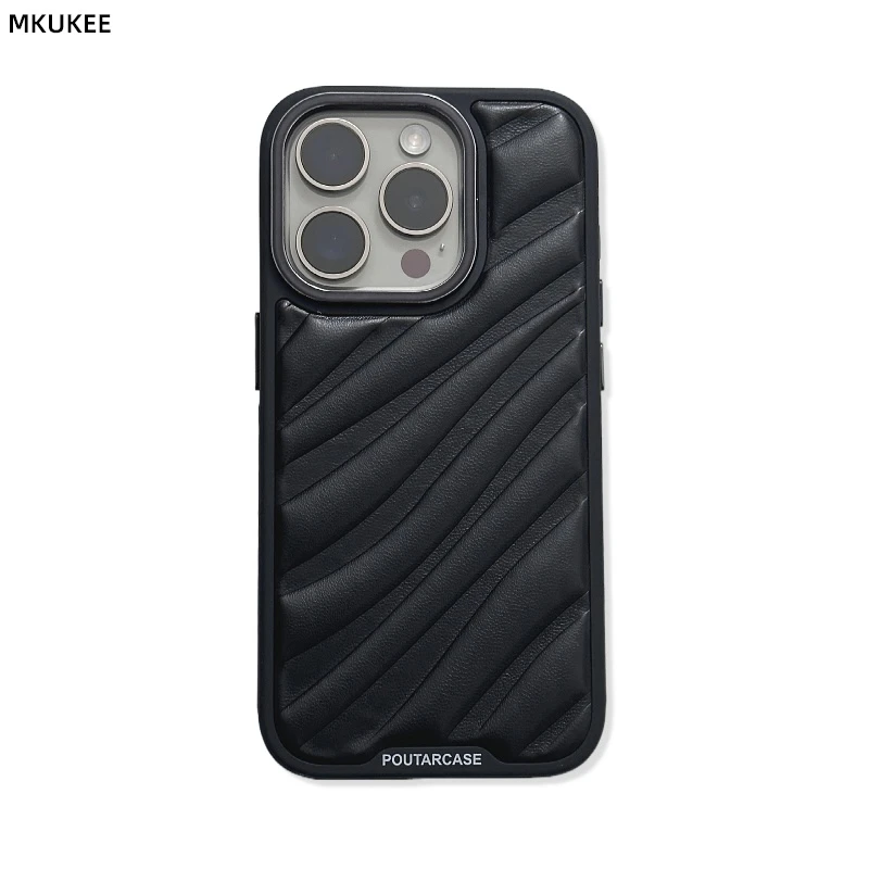 适用苹果15promax手机壳iphone14/13/12网红ins极简小众皮纹高档