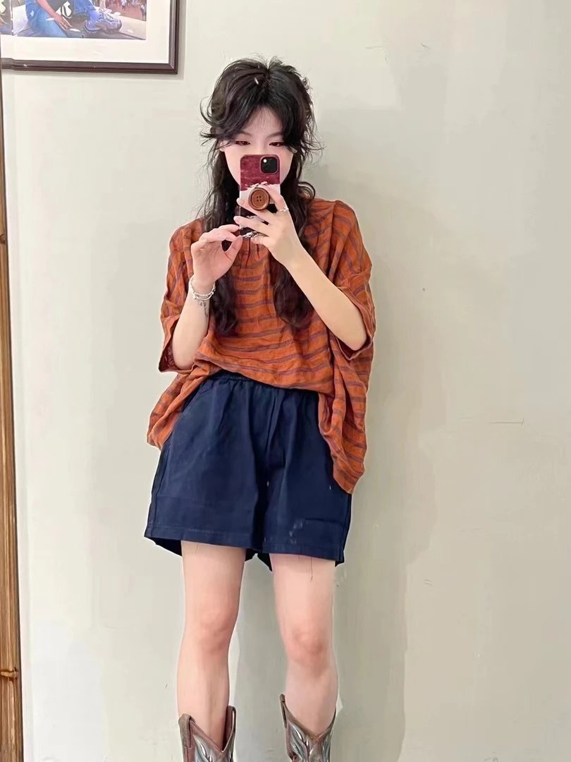 日系亚麻原单宽松休闲衬衫