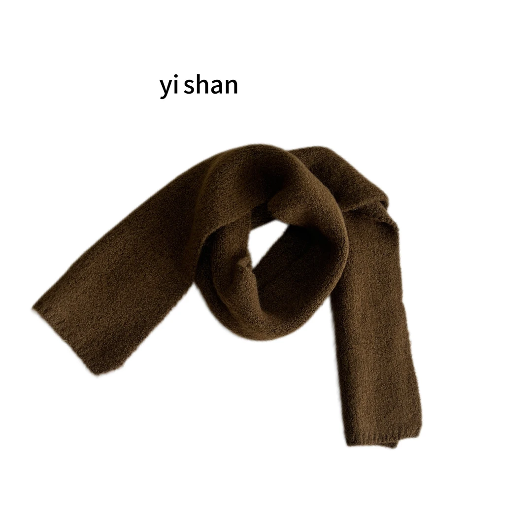 三色纯色小围巾保暖围脖针织时尚百搭女士秋冬