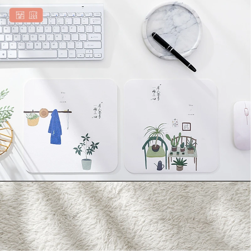 霞鹿创意鼠标垫皮质双面图案男女生办公小鼠标垫简约可爱办公防水