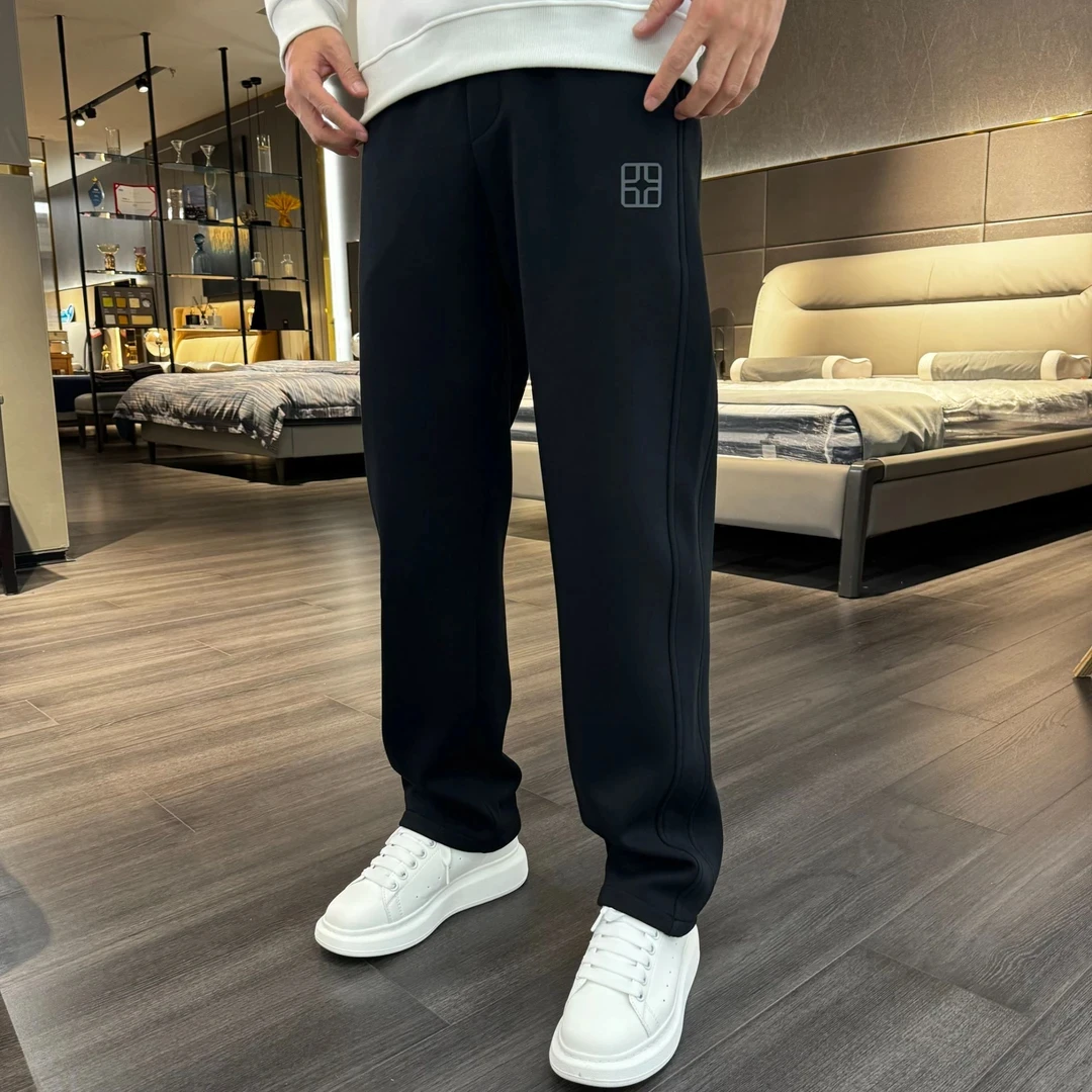 新款直筒裤保暖休闲卫裤加厚男裤子运动裤休闲裤男士男款加绒卫裤