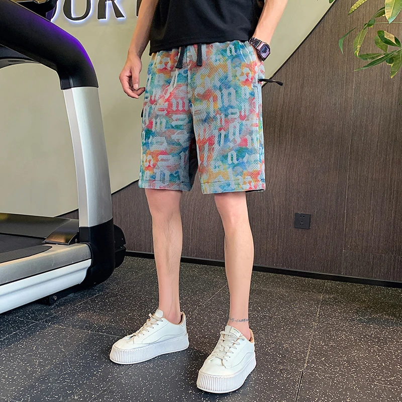 网红男士短裤夏季2023新款爆款潮牌速干马裤休闲男装冰丝五分中裤