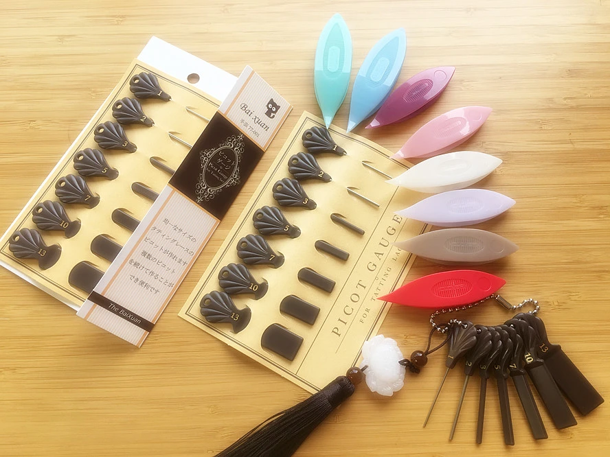 【上海百璇】蕾丝花边复古耳尺 梭编梭子耳卡套装 1 、2号不锈钢针