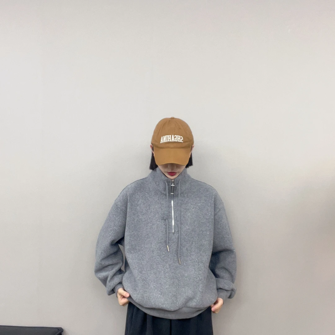 冬款韩系半拉链百搭卫衣