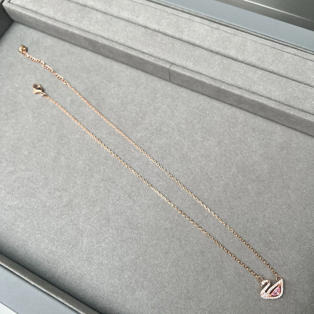 铜合金项链 小天鹅项链简约经典镶嵌