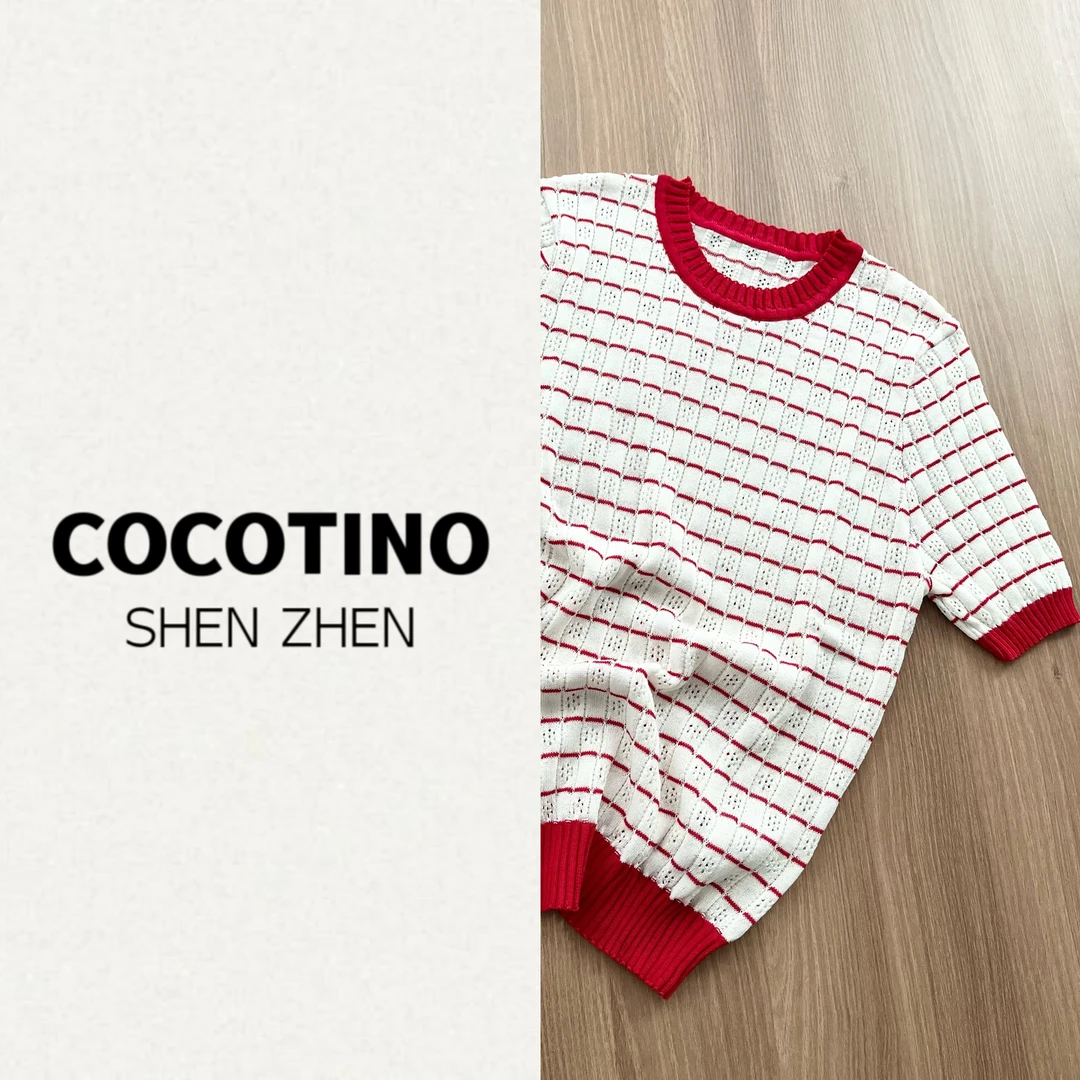 【奶奶条纹格上衣】气质短袖百搭显白小上衣ZZ16R